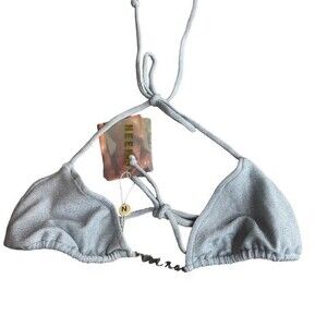 Neena Swim Strappy Triangle Bikini Top‎ Silver Sparkle Size XS New Oh Polly